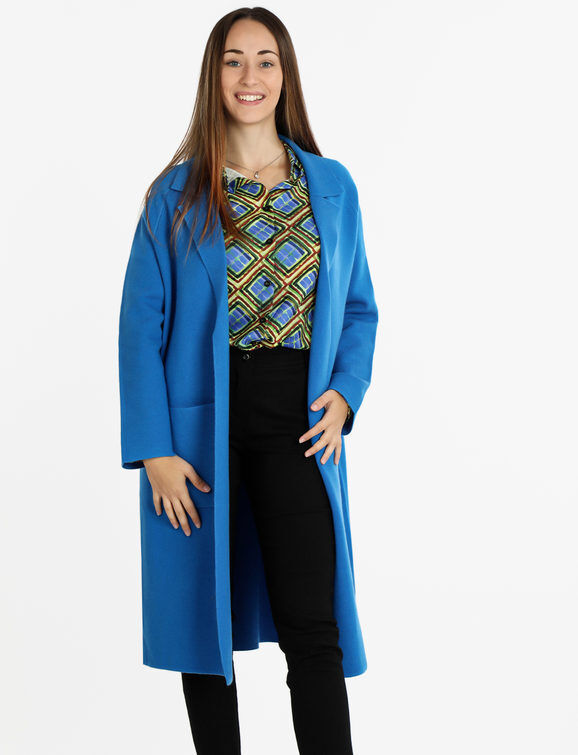 lois & pepe Cappotto in maglia lungo da donna Cappotto Classico donna Blu taglia Unica