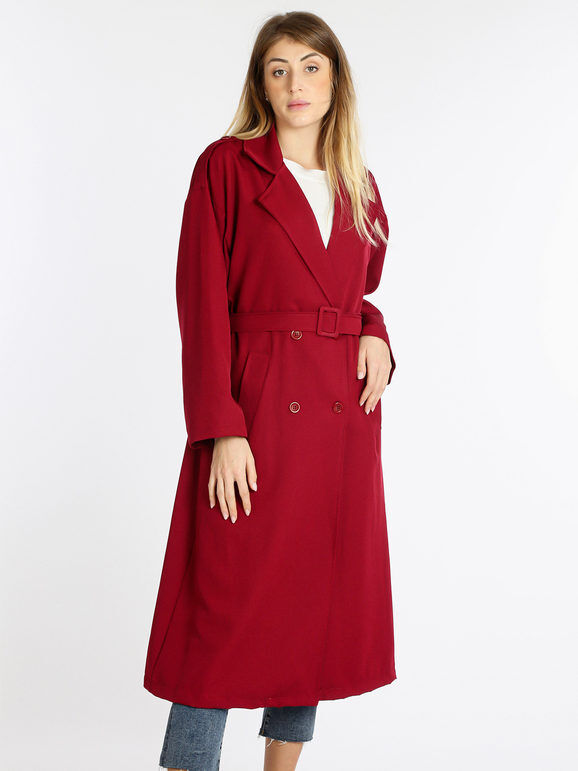 Vanita Cappotto lungo da donna leggero Cappotto Classico donna Rosso taglia Unica