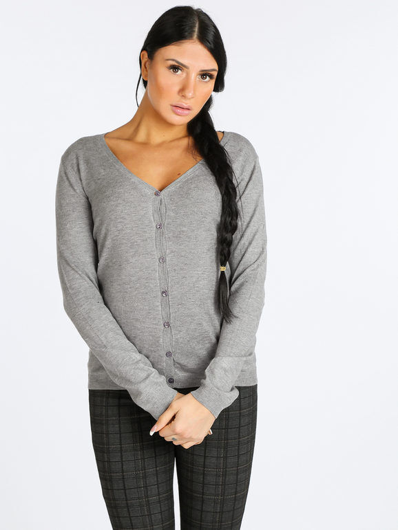 Louise Orop Cardigan da donna con bottoni Cardigan donna Grigio taglia S/M