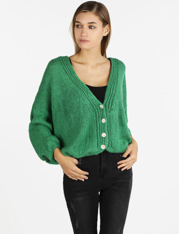 Sweet Cardigan donna cropped oversize misto lana Cardigan donna Verde taglia Unica