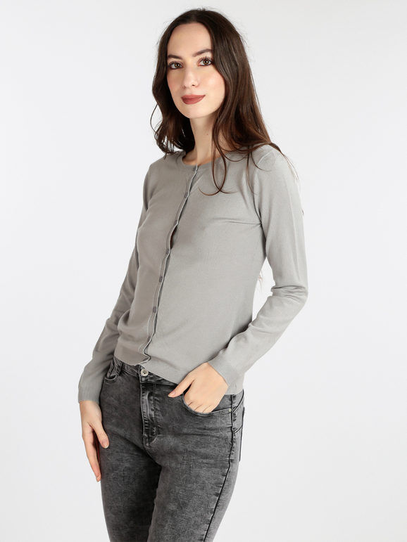 lois & pepe Cardigan girocollo da donna con bottoni Cardigan donna Grigio taglia M/L