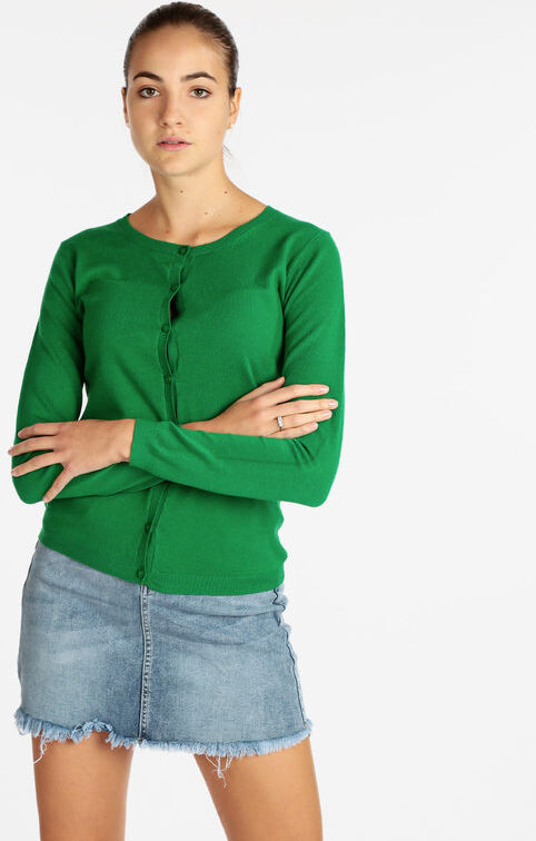 lois & pepe Cardigan girocollo da donna con bottoni Cardigan donna Verde taglia S/M