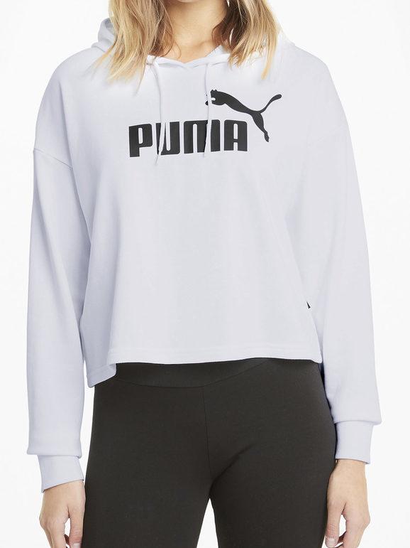 Puma ESS Cropped Logo Hoodie Felpa donna con cappuccio Felpe donna Bianco taglia L