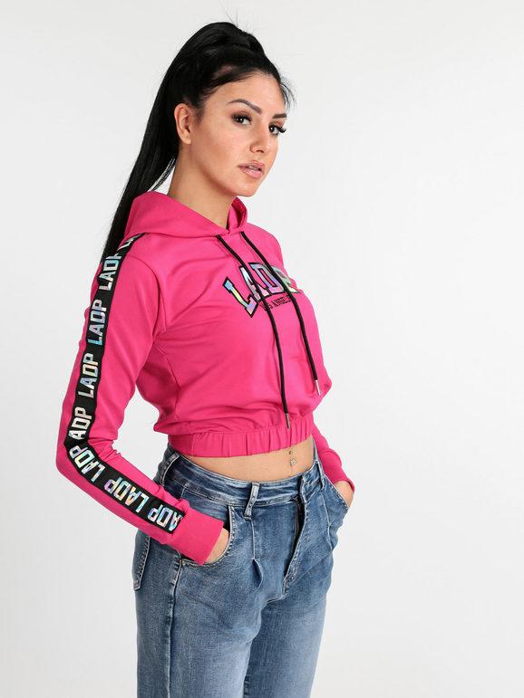 Ladp Felpa donna cropped con cappuccio Felpe Leggere donna Fucsia taglia XL