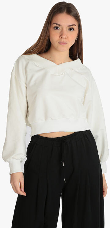 Ladp Felpa donna cropped con scollo a V Felpe Leggere donna Bianco taglia M