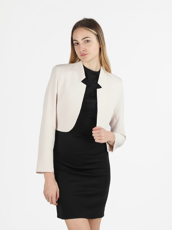 Melitea Giacca corta elegante da donna Blazer donna Beige taglia Unica