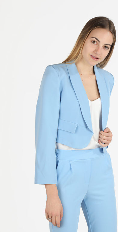 Melitea Giacca corta elegante senza chiusura Blazer donna Blu taglia Unica