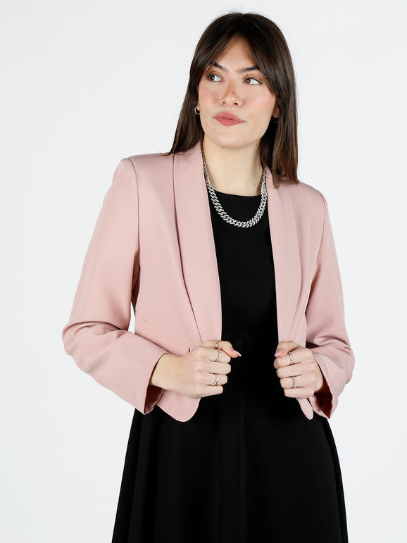 Melitea Giacca corta elegante senza chiusura Blazer donna Rosa taglia Unica