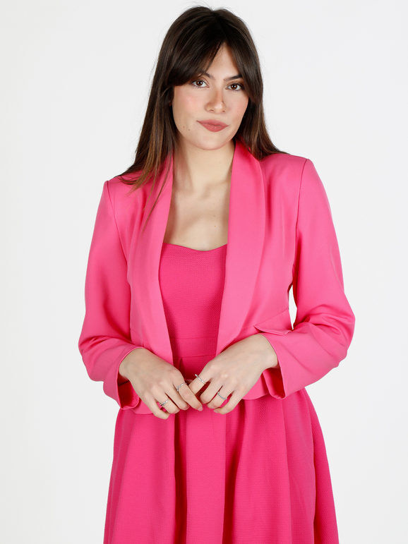 Melitea Giacca corta elegante senza chiusura Blazer donna Fucsia taglia Unica