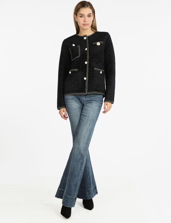 lois & pepe Giacca donna elegante con bottoni di perle e lurex Blazer donna Nero taglia M/L