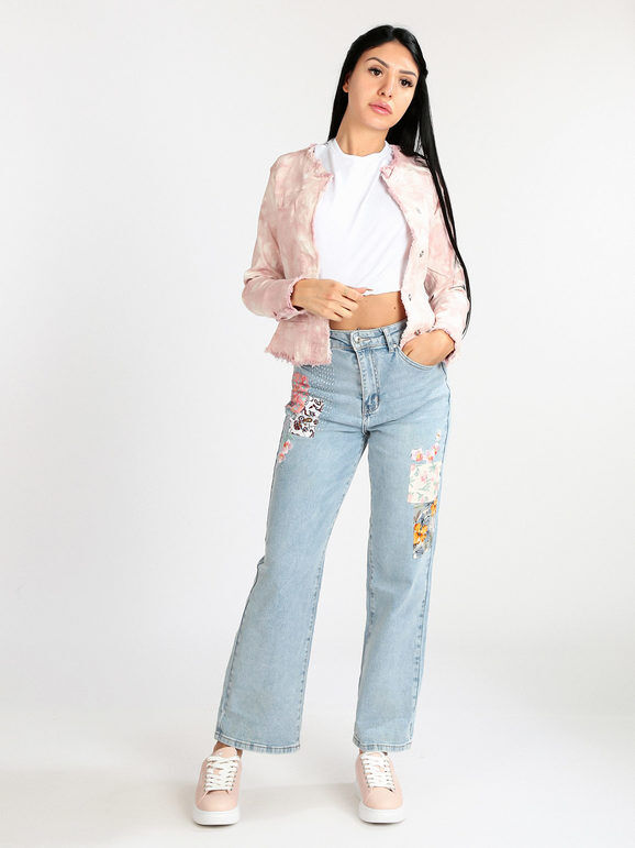 Solada Giacca donna in jeans colore sfumato Giacche Jeans donna Rosa taglia M