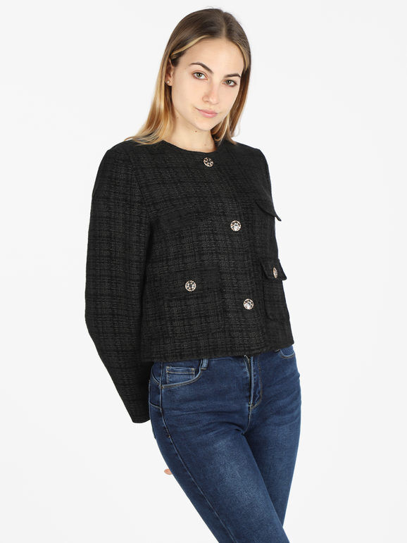 Monte Cervino Giacca donna misto cotone e lana con bottoni gioiello Blazer donna Nero taglia M