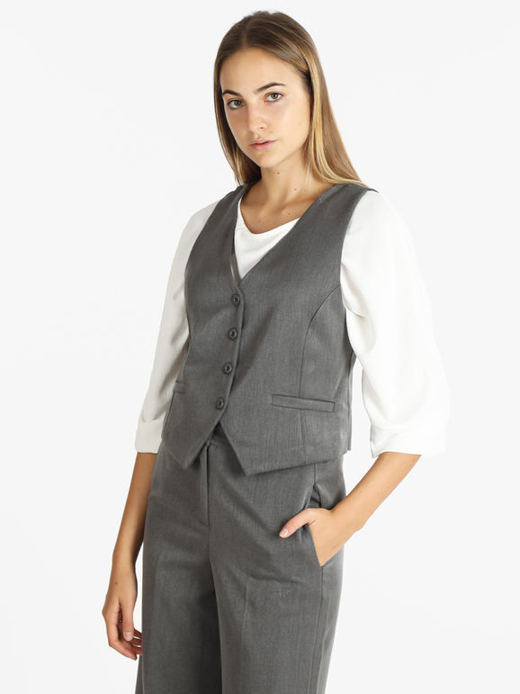 floria Gilet classico da donna Smanicato donna Grigio taglia L