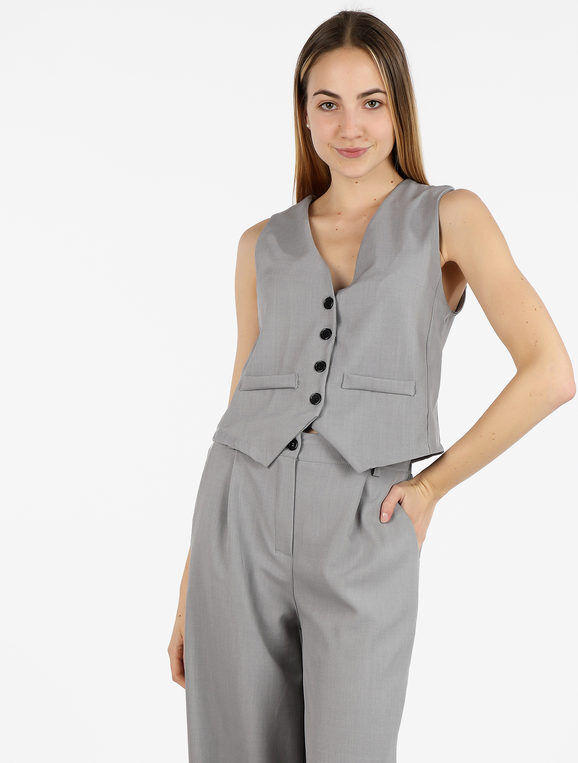 Solada Gilet classico da donna Smanicato donna Grigio taglia Unica