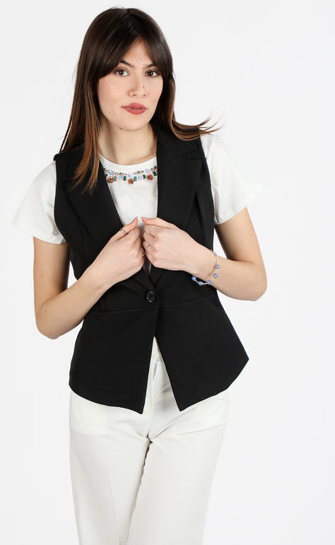 Melitea Gilet donna elegante Smanicato donna Nero taglia S