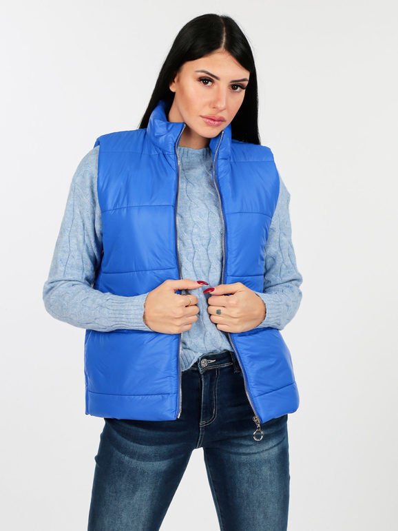 Made In Italy Gilet donna imbottito oversize Smanicato donna Blu taglia Unica