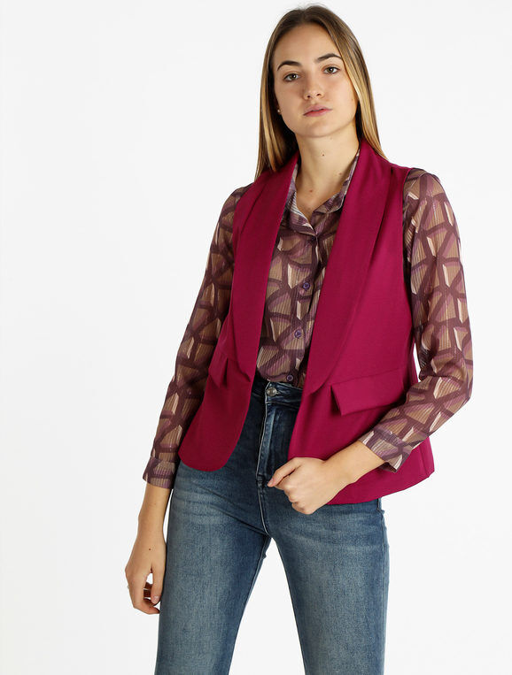 Melitea Gilet donna tinta unita Smanicato donna Fucsia taglia Unica