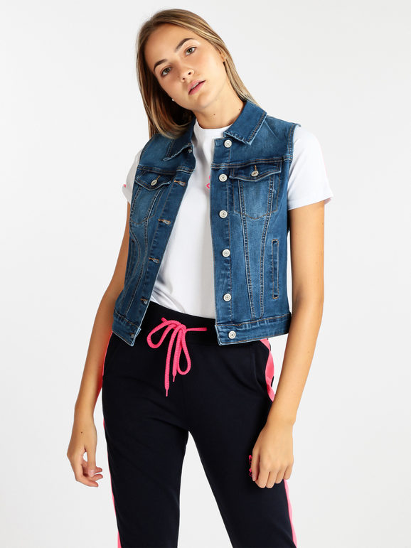 Nove&Nove ; Gilet in jeans donna Smanicato donna Jeans taglia M