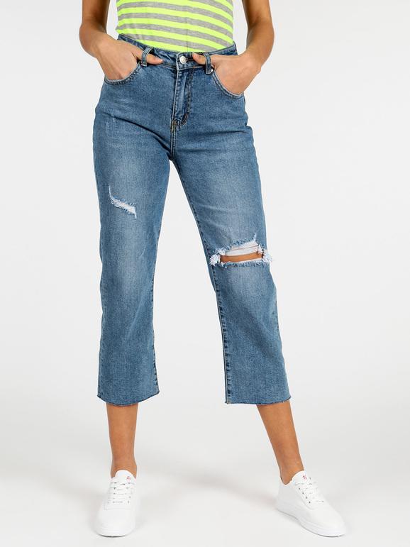 Farfallina Jeans boyfriend a vita alta con strappi Jeans Boyfriend donna Jeans taglia L