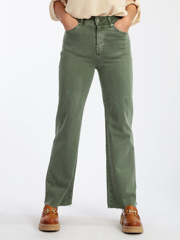 Smagli Jeans donna a gamba larga Pantaloni Casual donna Verde taglia XL