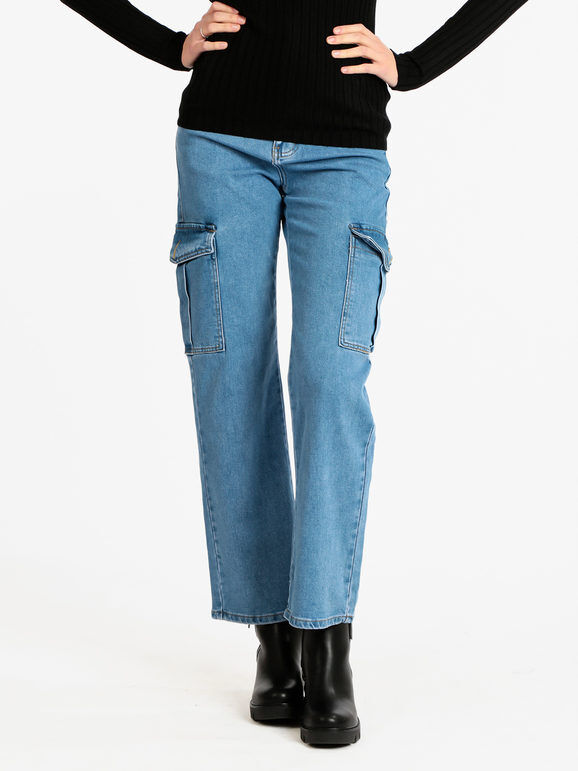 eilous jeans Jeans donna con tasconi Jeans Zampa donna Jeans taglia 40