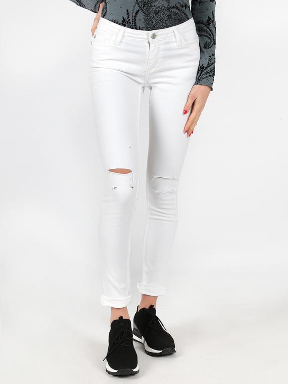 The People Rep Jeans elasticizzati con strappi Jeans Slim fit donna Bianco taglia 42