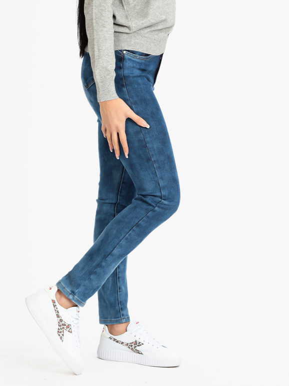 New Collection Jeans elasticizzato da donna effetto slavato Jeans Slim fit donna Jeans taglia XS