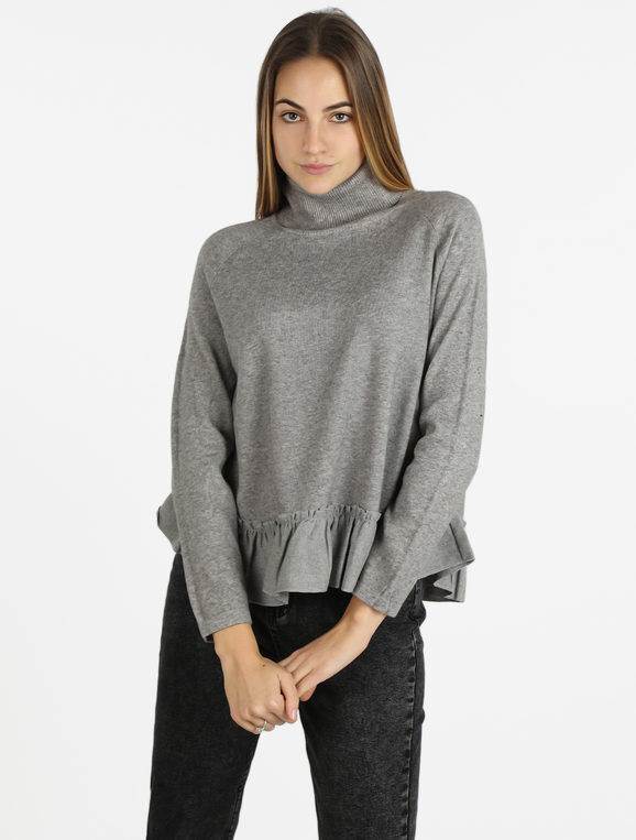 lois & pepe Maglia dolcevita donna con volant Pullover donna Grigio taglia M/L