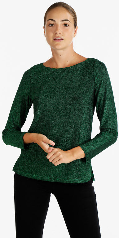 Sweet Maglia lurex donna con maniche lunghe T-Shirt Manica Lunga donna Verde taglia S