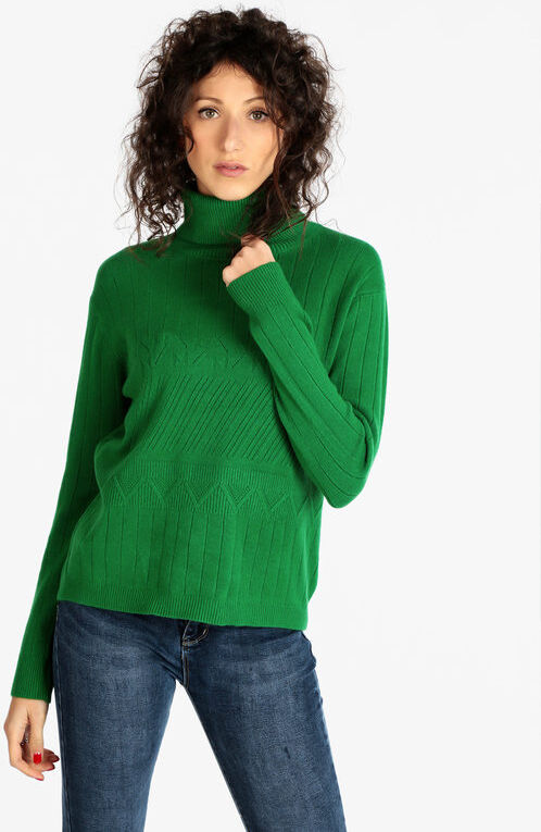 lois & pepe Maglione dolcevita con trama lavorata Maglioni donna Verde taglia M/L