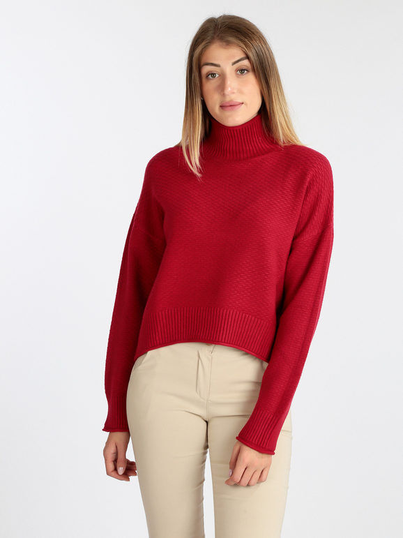 Baci & Abbracci Maglione donna con collo a vulcano Maglioni donna Rosso taglia M