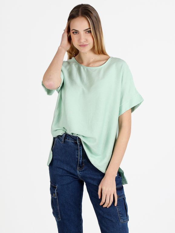 deva moda Maxi blusa da donna a maniche corte Bluse donna Verde taglia Unica
