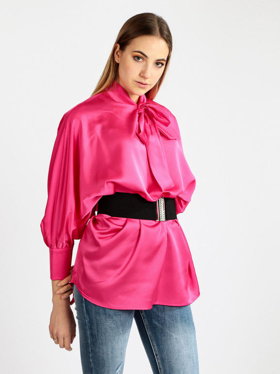 Rlinea Maxi blusa donna in raso Bluse donna Fucsia taglia Unica