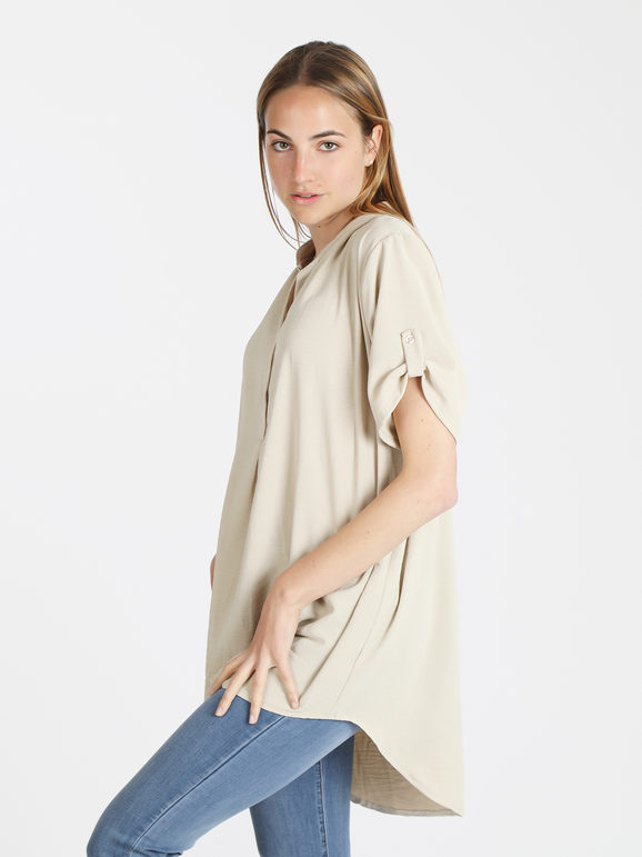 Solada Maxi blusa donna manica corta Bluse donna Beige taglia Unica