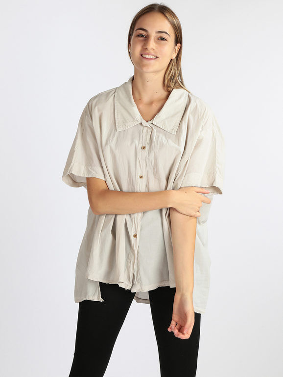 Gioya Maxi camicia donna con manica a pipistrello Camicie Classiche donna Beige taglia Unica