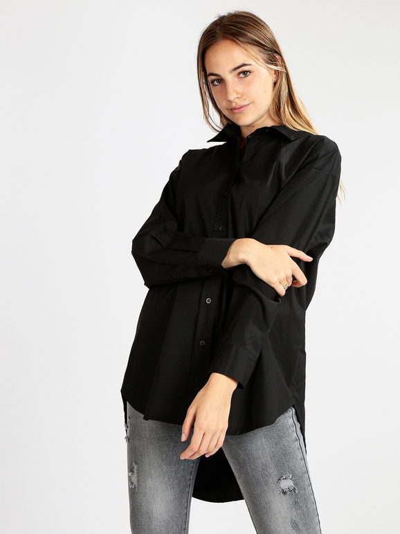 sun sun Maxi camicia donna oversize in cotone Camicie Classiche donna Nero taglia Unica