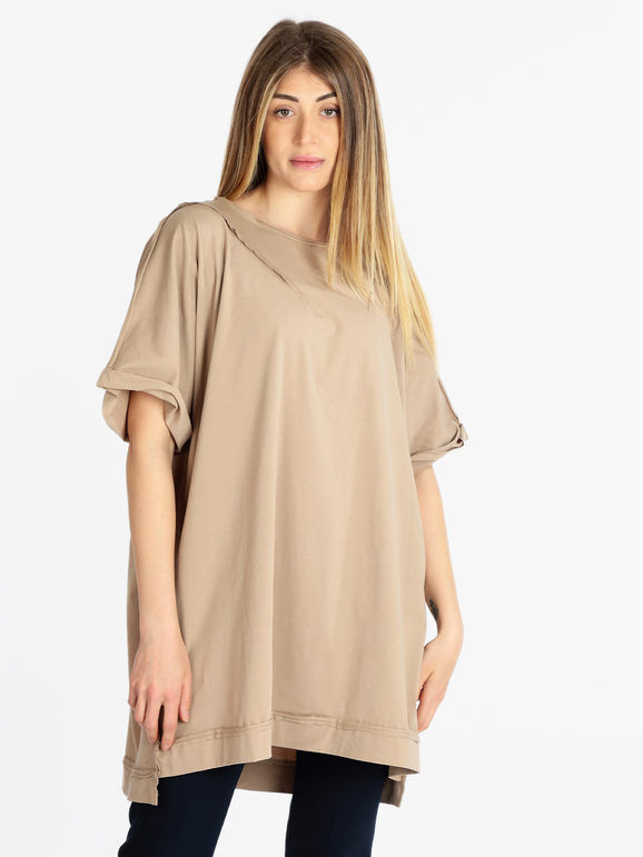 Monte Cervino Maxi maglia donna in cotone T-Shirt Manica Corta donna Marrone taglia Unica