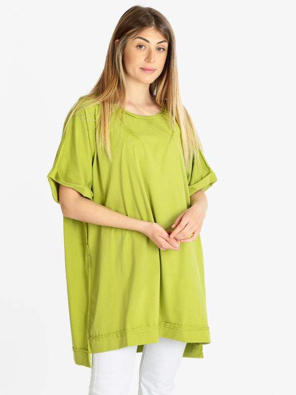 Monte Cervino Maxi maglia donna in cotone T-Shirt Manica Corta donna Verde taglia Unica