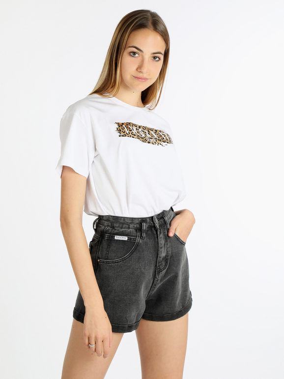 Vogue Maxi t-shirt donna con stampa animalier T-Shirt Manica Corta donna Bianco taglia Unica