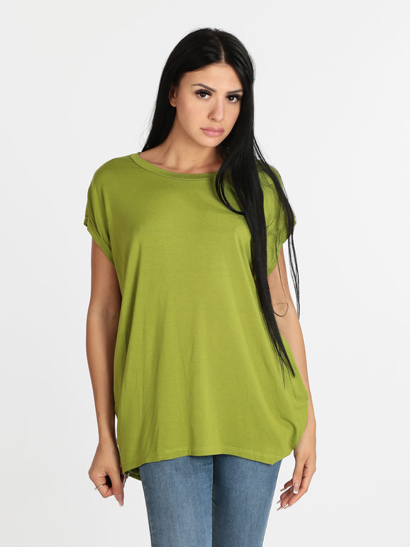 My Style Maxi t-shirt donna con tasche T-Shirt Manica Corta donna Verde taglia Unica