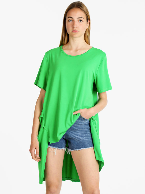 158c Maxi t-shirt donna in cotone T-Shirt Manica Corta donna Verde taglia Unica