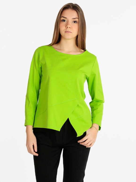 158c Maxi t-shirt donna manica lunga T-Shirt Manica Lunga donna Verde taglia Unica