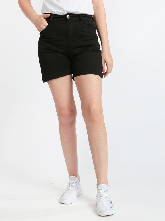 Max & Liu Pantaloncini corti in cotone con risvolti Shorts donna Nero taglia 42