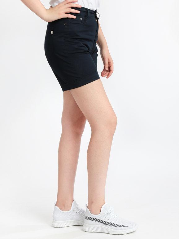 Max & Liu Pantaloncini corti in cotone con risvolti Shorts donna Blu taglia 42