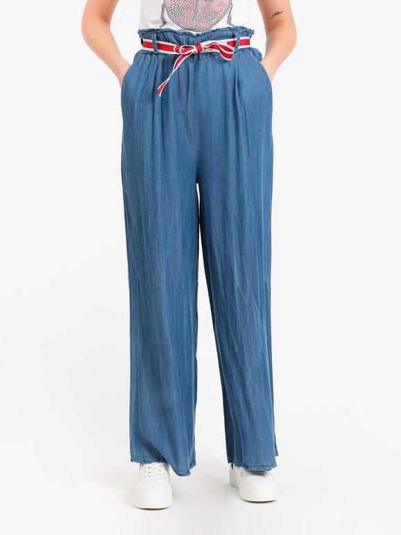 Solada Pantaloni a gamba larga effetto jeans Pantaloni Casual donna Jeans taglia Unica