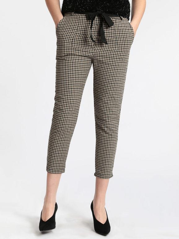 Solada Pantaloni a quadretti con risvolti Pantaloni Casual donna Marrone taglia S