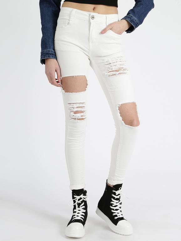 Solada Pantaloni bianchi strappati Pantaloni Casual donna Bianco taglia XL