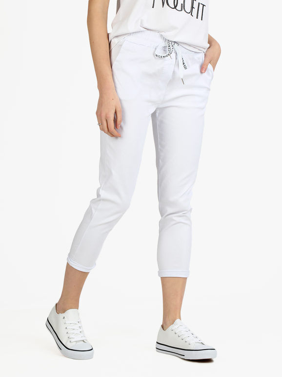 Solada Pantaloni da donna con coulisse Pantaloni Casual donna Bianco taglia M