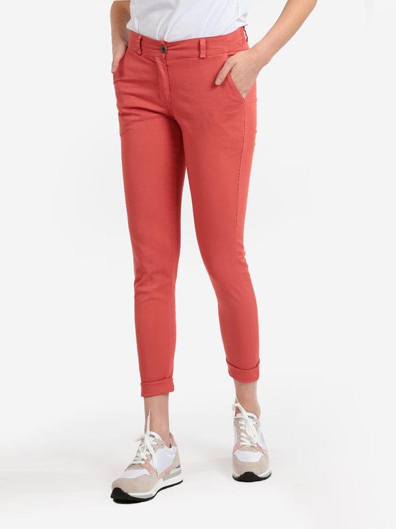 Solada Pantaloni da donna in cotone monocolore Pantaloni Casual donna Rosso taglia S