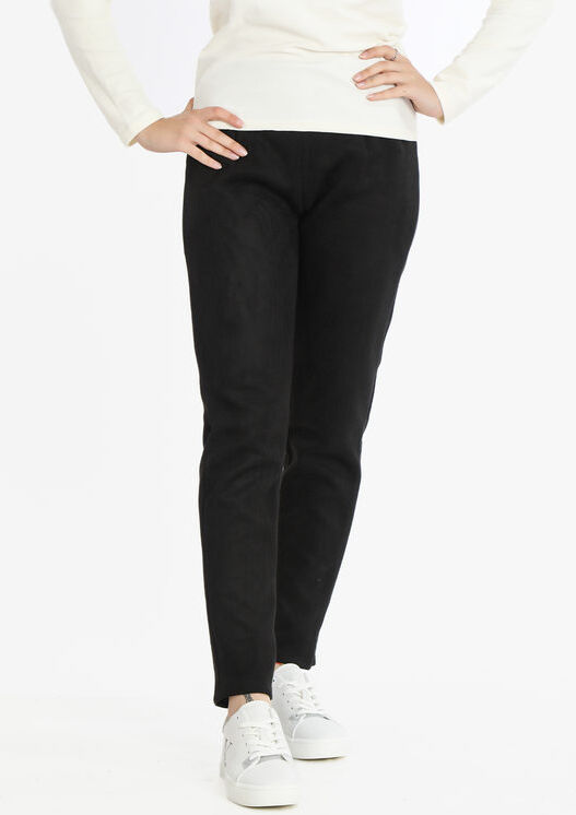 Gladys Pantaloni donna a gamba dritta effetto scamosciato Pantaloni Casual donna Nero taglia S